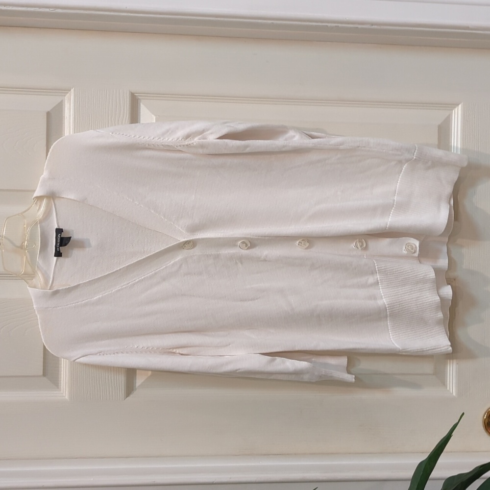 B*Design Women's White 3/4 Sleeve Cardigan Size XL 100% Cotton
